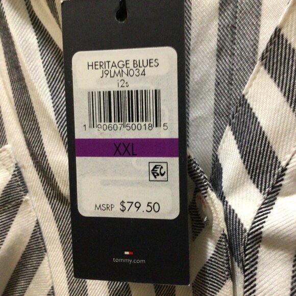 Tommy Hilfiger Halfway Button Down Long Sleeve Top Striped - Picture 7 of 12